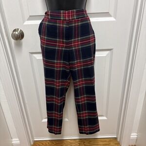 Talbots Greenwich Plaid Wide Leg Pants Tailored Crop Fit Wool Blend Classic 8P